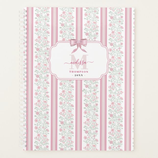 Agenda Pink Floral Wildflowers Coquette Bow (Frente)