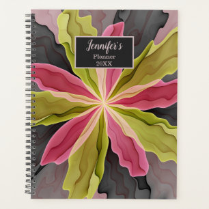 Agenda Pink Green Anthracite Fantasy Flor Nome Fractal