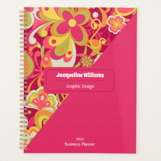 Agenda Pink Groovy 60s 70s Floral Swirls II