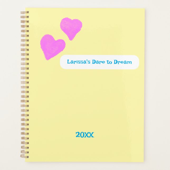 Agenda Pink Hand-drawn Hearts For Dreamers (Frente)
