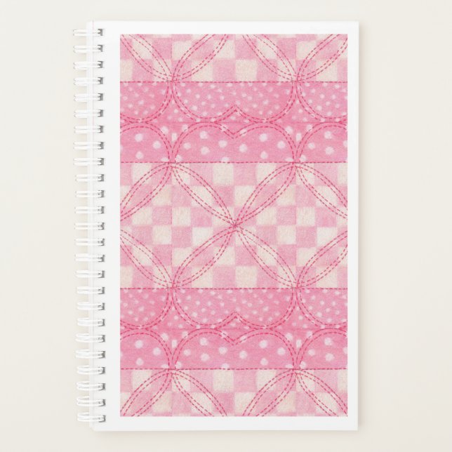 Agenda PINK HEART QUILT 5.5x8.5 Planejador/Calendário (Frente)