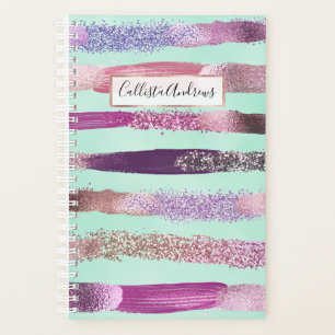 Agenda Pink Mint Green Nail Nail Polonês Brushstrokes