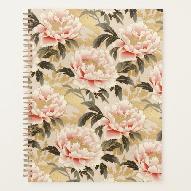 Agenda Pink Peony Chiyogami Planner (Frente)