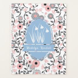 Agenda Pink & Pewter Laurentian Floral Nome Personalizado