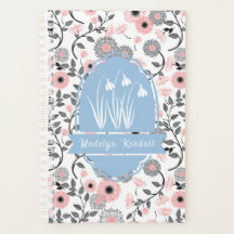 Pink & Pewter Laurentian Floral Nome Personalizado