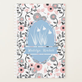 Agenda Pink & Pewter Laurentian Floral Nome Personalizado