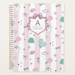Agenda Pink Pickleball Preppy Monogram Print