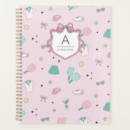Agenda Pink Pickleball Preppy Monogram Print