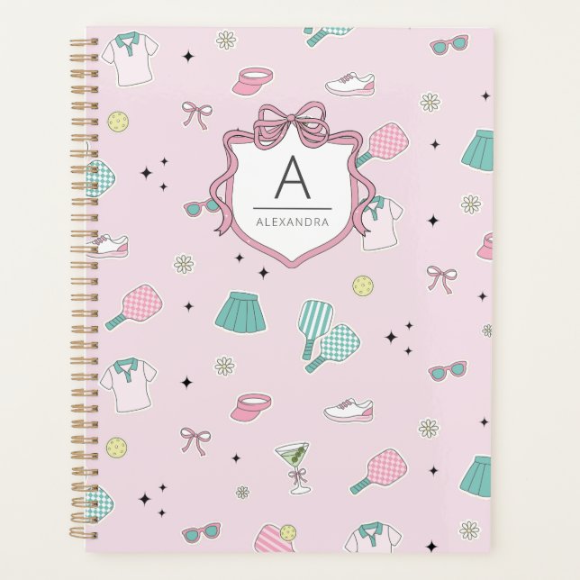 Agenda Pink Pickleball Preppy Monogram Print (Frente)