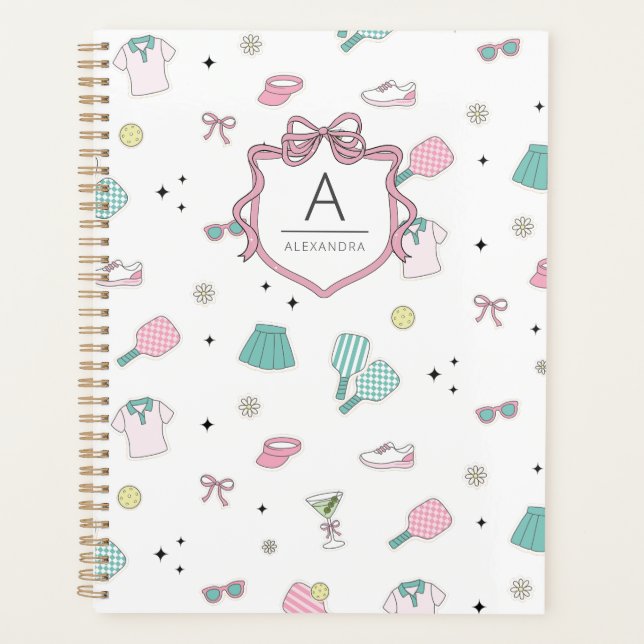 Agenda Pink Pickleball Preppy Monogram Print (Frente)