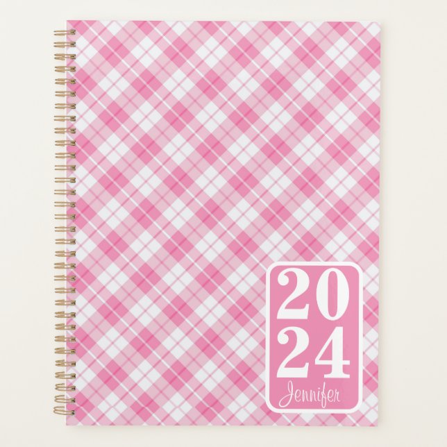 Agenda Pink Plaid with the name  (Frente)