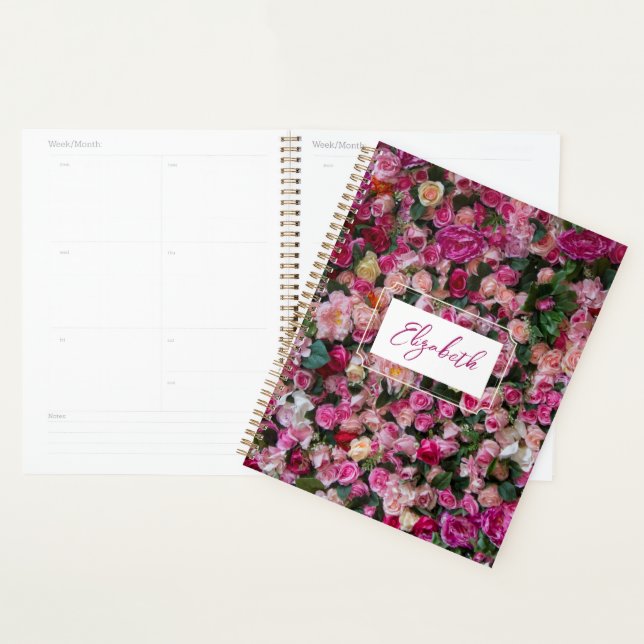 Agenda Pink Rose Wall Weekly Planner (Exibição)