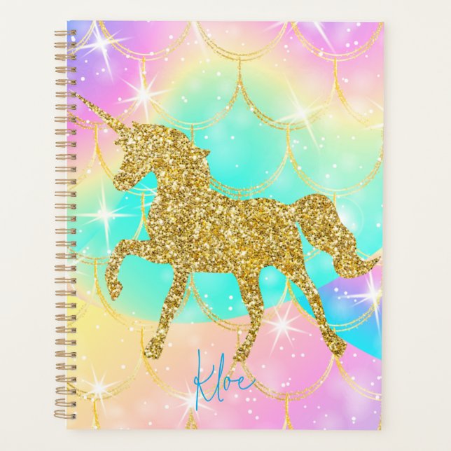 Agenda Pink unicorn glitter design  (Frente)