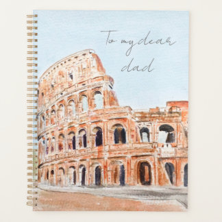 Agenda pintada manualmente Itália Roma colosseum aquarela