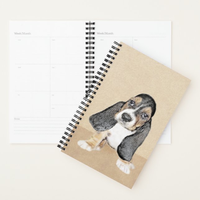 Agenda Pintado de Cachorro Basset - Arte Cachorro Origina (Exibição)