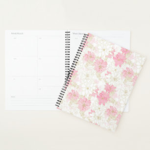 Agenda Pintor de Aquarela Dourada e Rosa Elegante