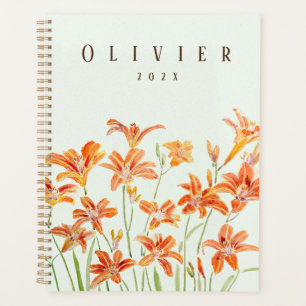 Agenda pintura a cores aquáticas laranja dilily