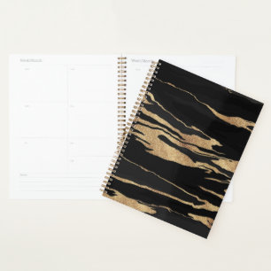 Agenda Pintura Abstrata Mármore Preto Dourado
