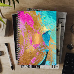 Agenda pintura abstrato-arílica de ouro de cobre, monogra<br><div class="desc">Trendy glamouroses bruxas de acrilo moderno, traçados abstrato pintados de canvas em turquesa de metal vibrante, azul, rosa quente e fazer de ouro falso, um elegante negócio feminino ou planejador pessoal com um círculo geométrico monograma de cobre de ouro metálico falso para um artista de maquilhagem | planejador de casamento...</div>