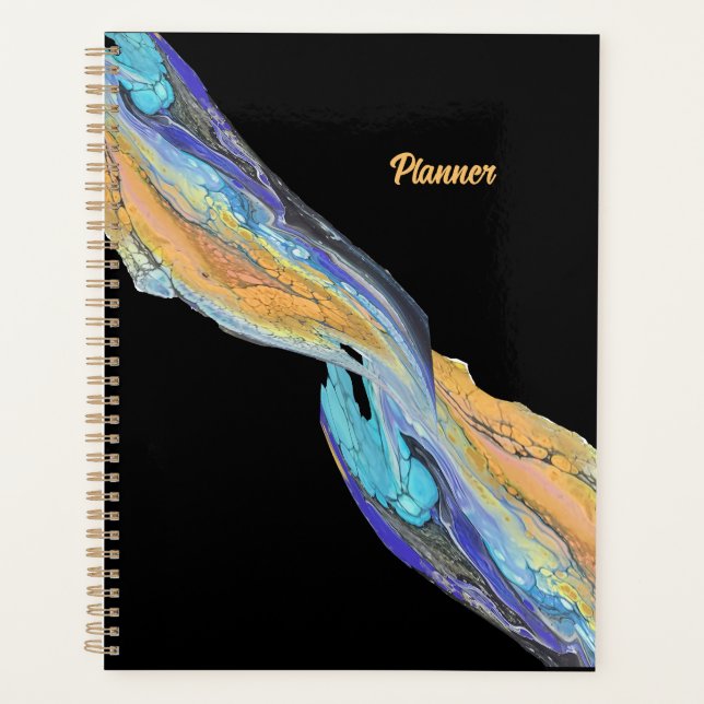 Agenda Pintura acrílica fluida feita em Planner (Frente)