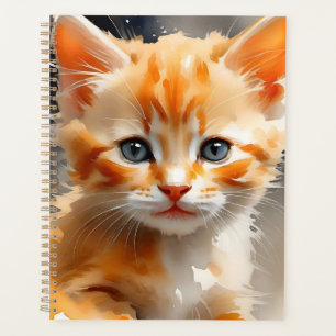 Agenda Pintura aquosa de um gato laranja giro