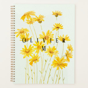 Agenda pintura aquosa margarida amarela