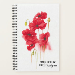 Agenda Pintura com papoila vermelha com aspas