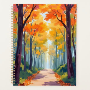 Agenda Pintura da Folhagem de Outono do Caminho de Outono