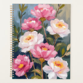 Agenda Pintura de Buquê de Flores Peônias Rosa