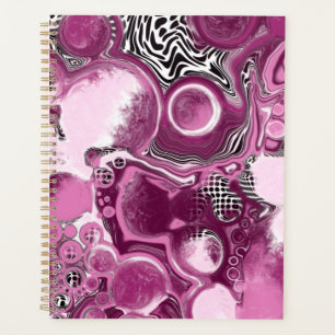 Agenda Pintura de cor rosa, magenta e flúidos pretos