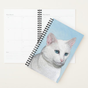 Agenda Pintura de Gatos Brancos - Arte de Gato Original B
