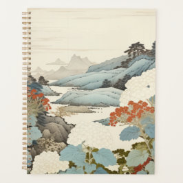 Agenda Pintura de jardim de hortênsias ao ar livre.