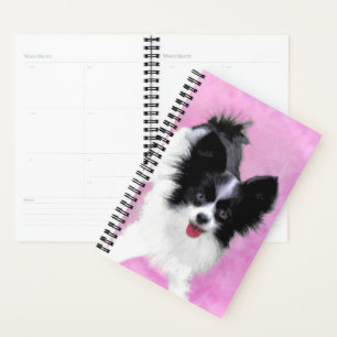 Agenda Pintura de Papillon (Branco e Preto) - Arte Canina