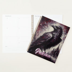 Agenda Pintura de pássaros Góticos Raven Crow Personaliza