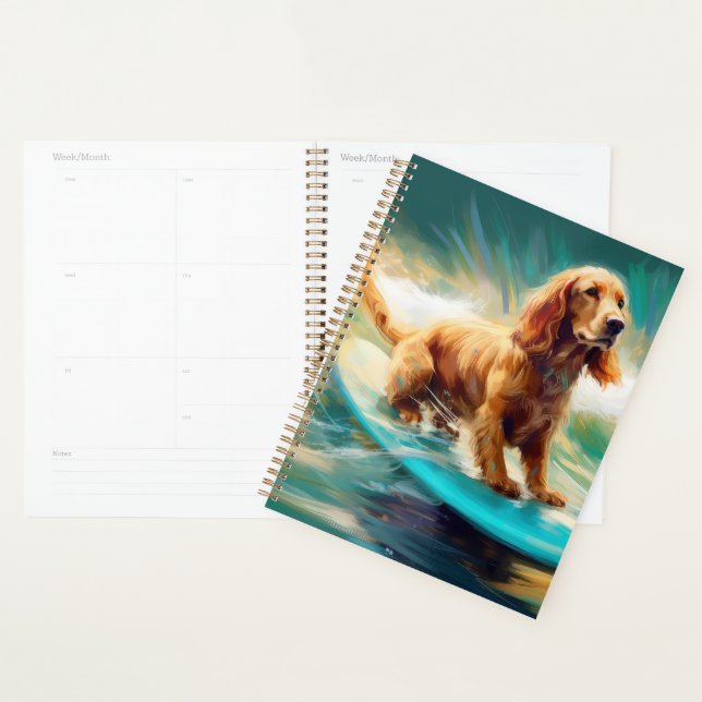 Agenda Pintura de surf em praia em Cocker Spaniel (Exibição)