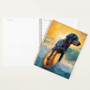 Agenda Pintura de Surf na Praia com Bluetick Coonhound