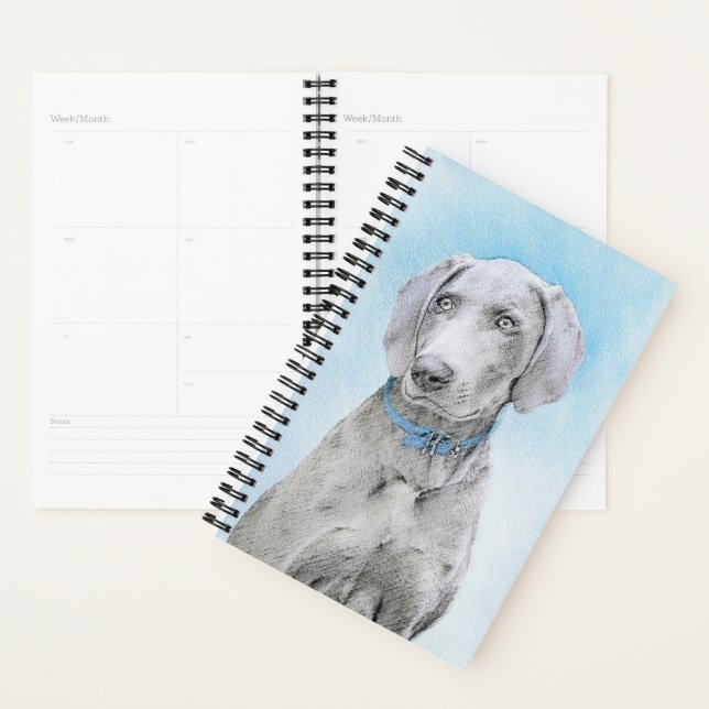 Agenda Pintura de Weimaraner - Arte de Cachorro Original (Exibição)