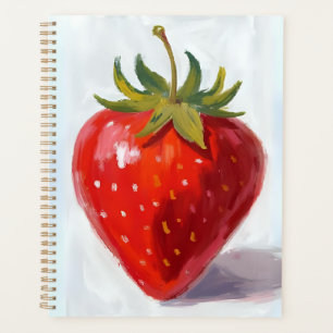 Agenda Pintura em Aquarela de Morango Vermelho
