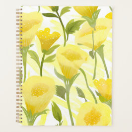 Agenda Pintura em Aquarela Floral Amarela