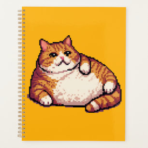 Agenda Pintura em forma de pixel de gato gordo laranja