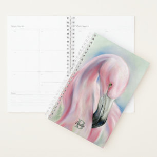 Agenda Pintura Flamingo Pastel, Cor-de-rosa, personalizad