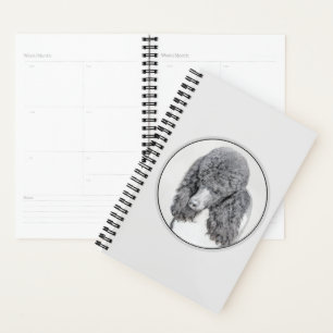 Agenda Pintura Negra De Poodle Padrão - Arte Cão