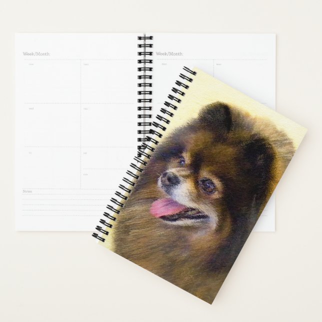 Agenda Pintura original de cão a preto e a bronzeado da P (Exibição)