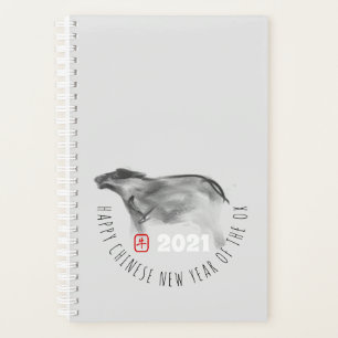 Agenda Pintura Original OX Chinês Ano Zodiodato Pl