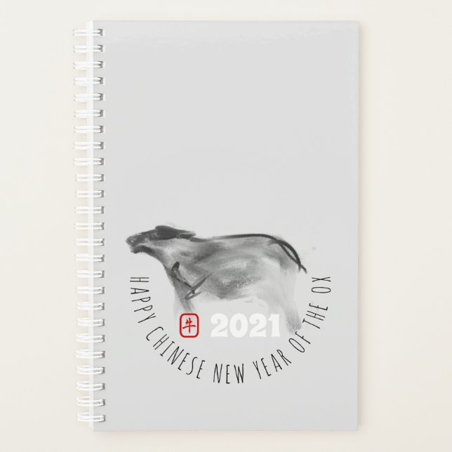 Agenda Pintura Original OX Chinês Ano Zodiodato Pl (Frente)
