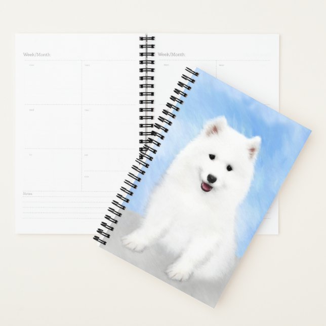 Agenda Pintura Samoyed Puppy - Arte Cachorra Original (Exibição)
