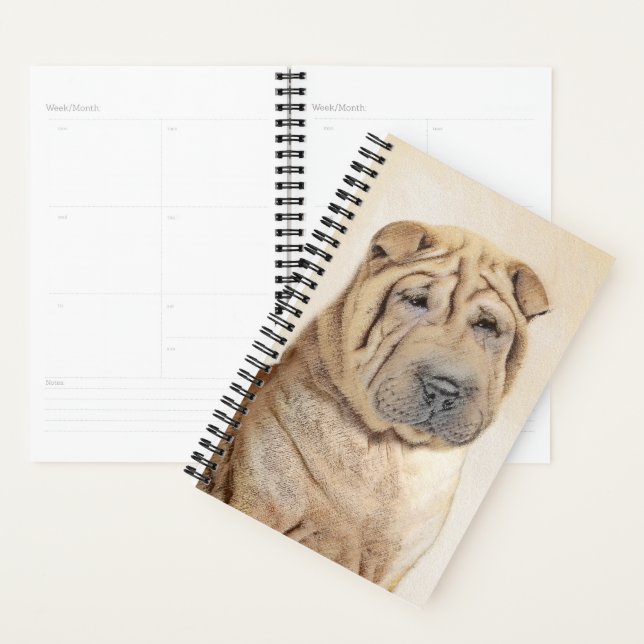 Agenda Pintura Shar Pei - Arte Cachorra Original (Exibição)