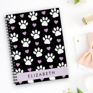 Agenda Pinturas De Cães, Patas Brancas, Corações Lilases,
