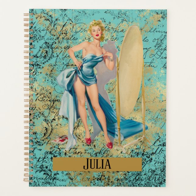 Agenda Pinup Girl in Mirror Personalizado (Frente)