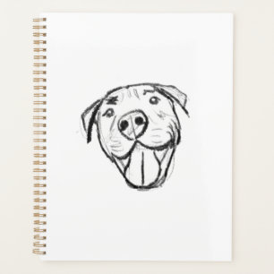 Agenda pitbull desenhando simples cão amante branco pret
